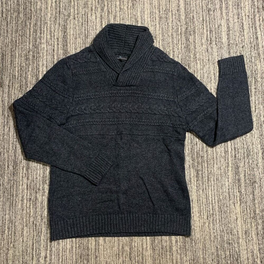 Marc Anthony Men's Size Medium Wool‎ Blend Charcoal Grey Mock Neck Sweater